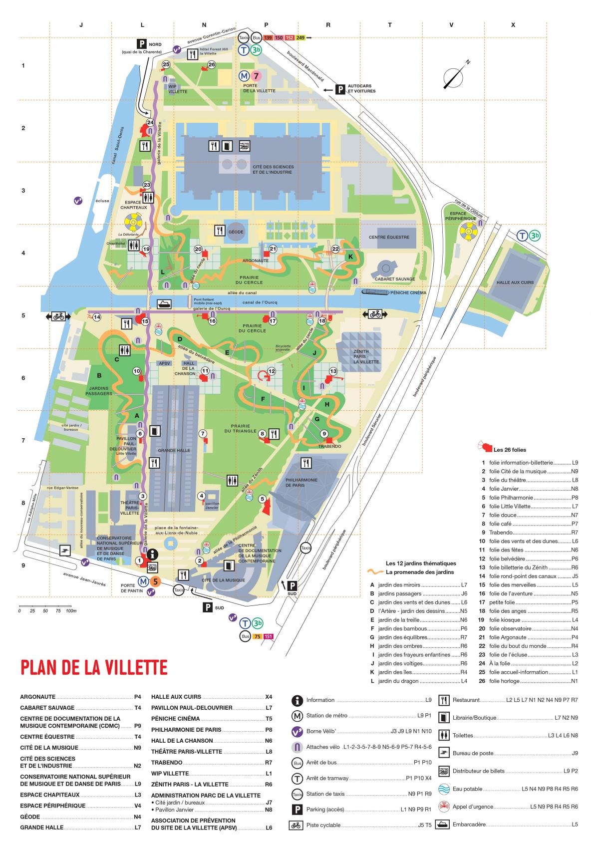 Térkép A Parc de la Villette