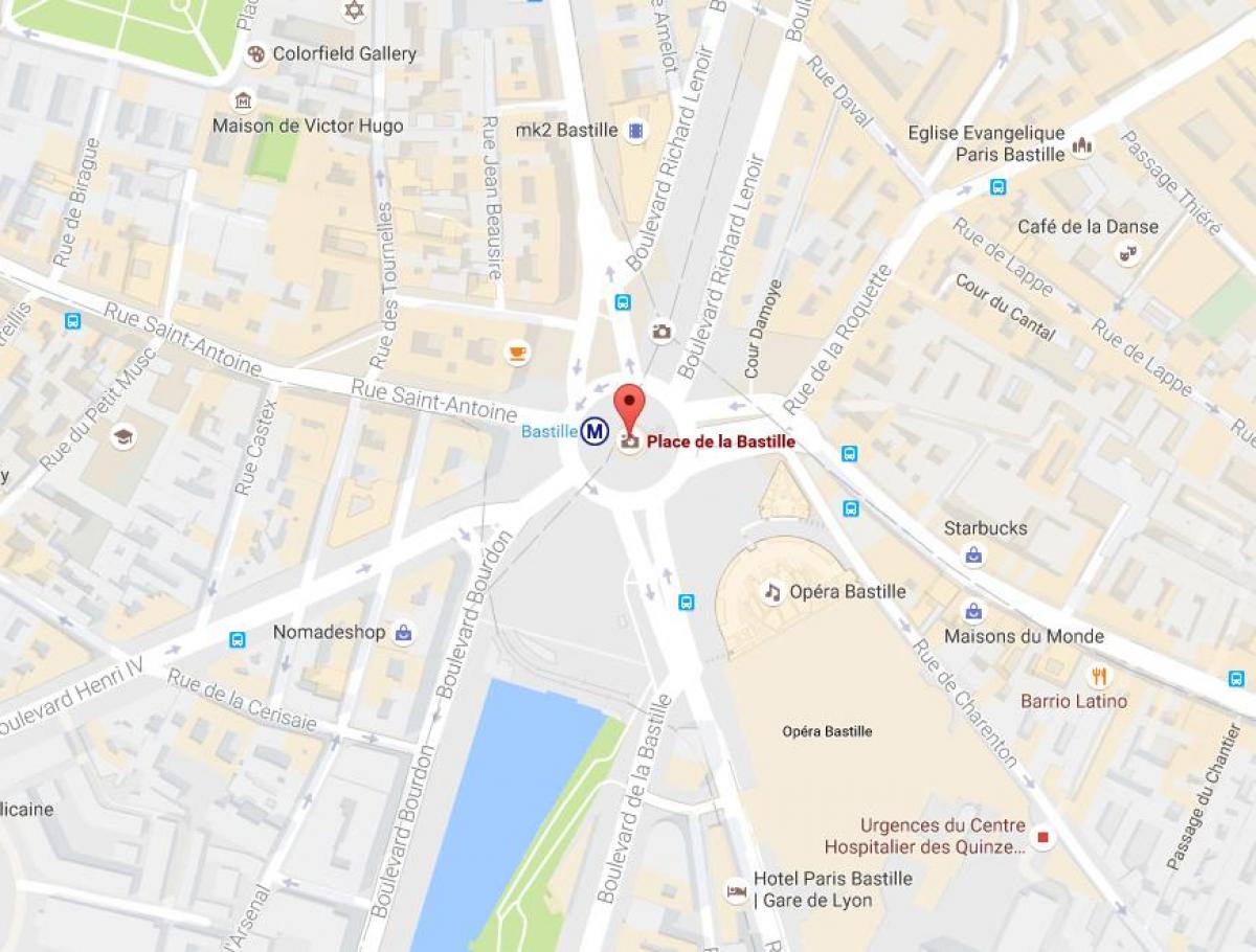 Térkép A Place de la Bastille
