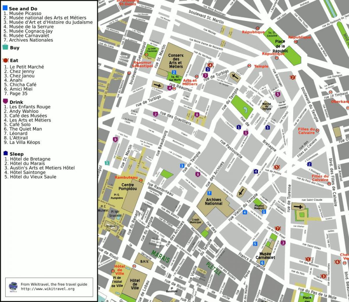 Térkép 3rd arrondissement Párizs