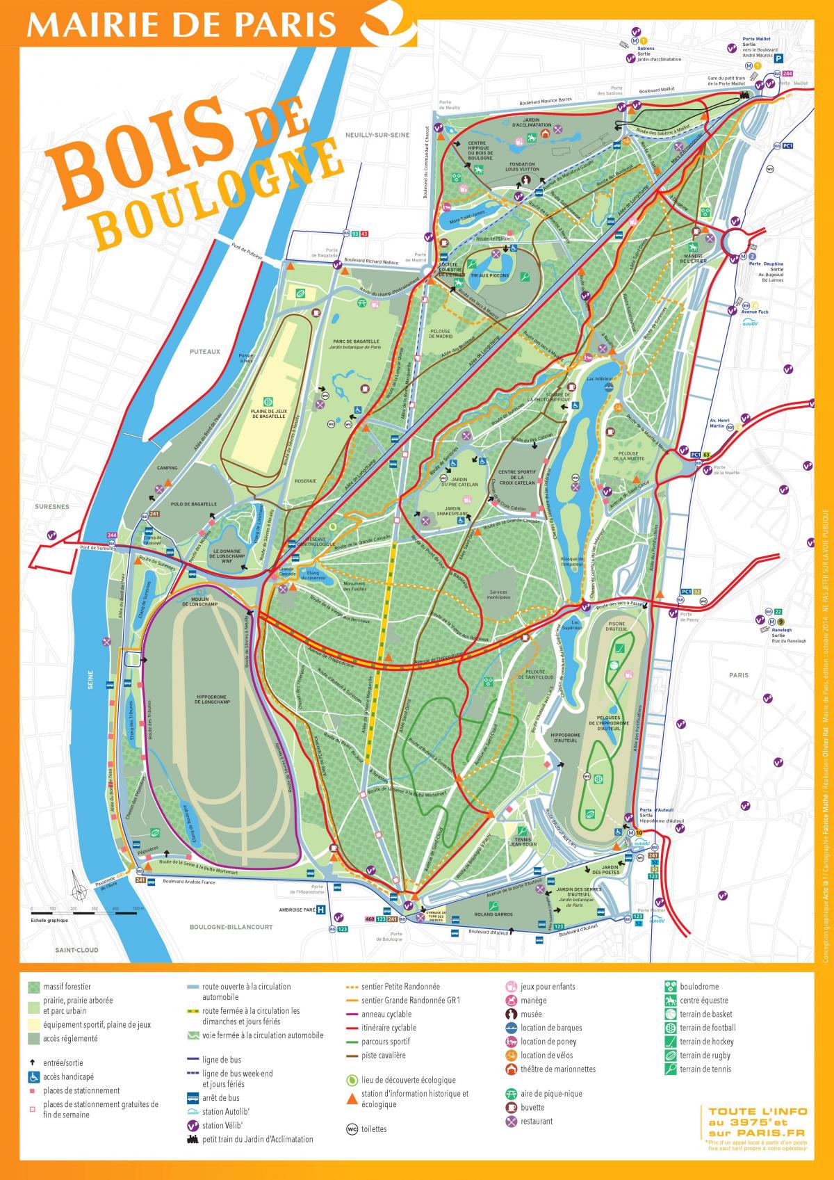 Térkép A Bois de Boulogne