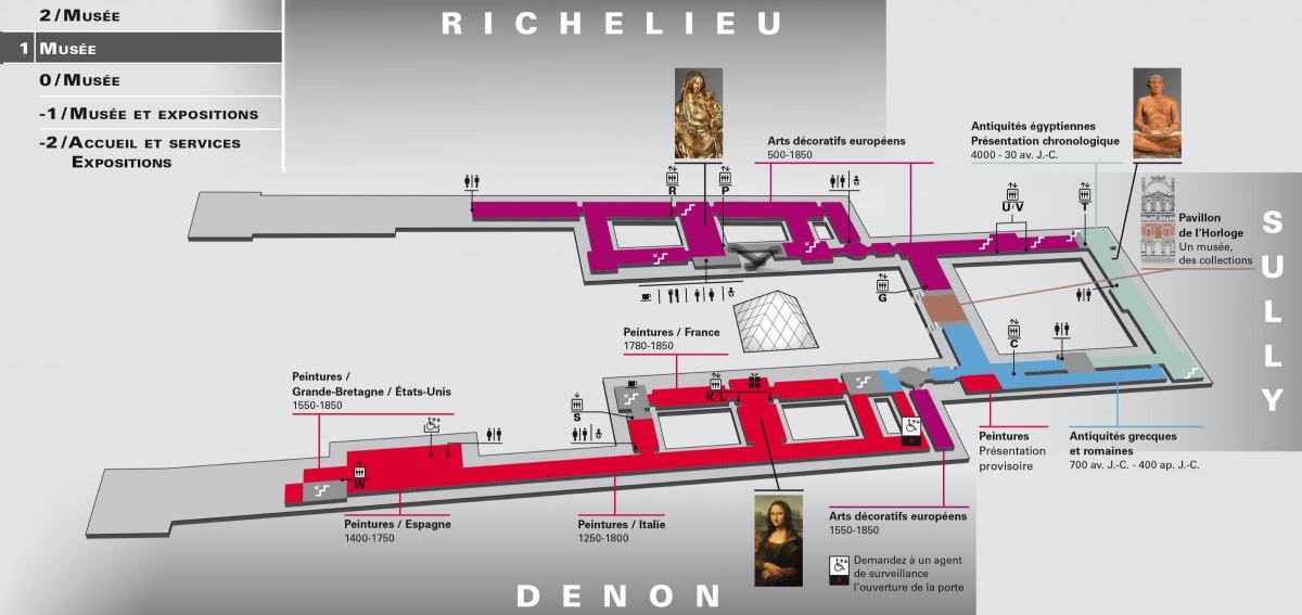 Térkép A Louvre Múzeum 1. Szint