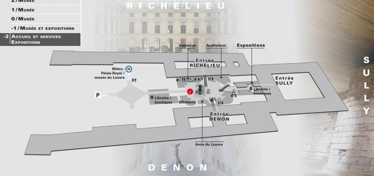 Térkép A Louvre Múzeum Szintű -2