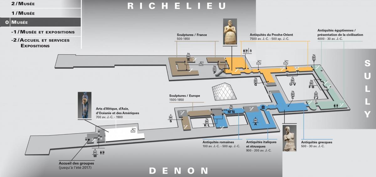 Térkép A Louvre Múzeum Szintű 0