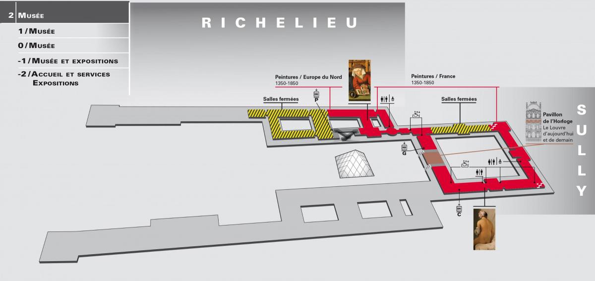 Térkép A Louvre Múzeum 2. Szint
