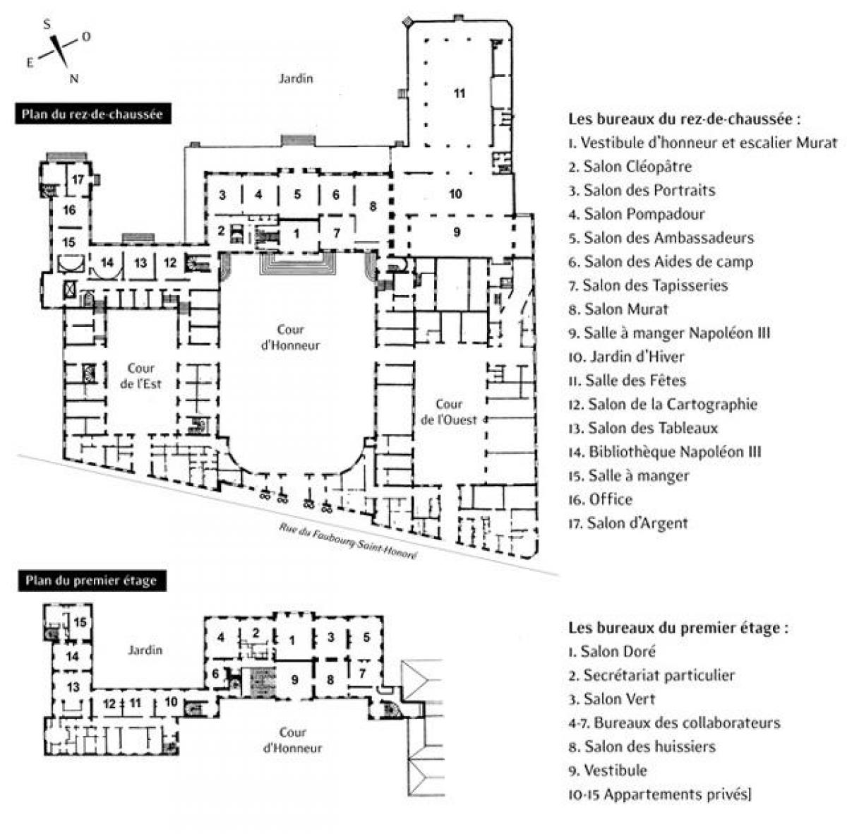 Térkép Az Élysée-Palotában