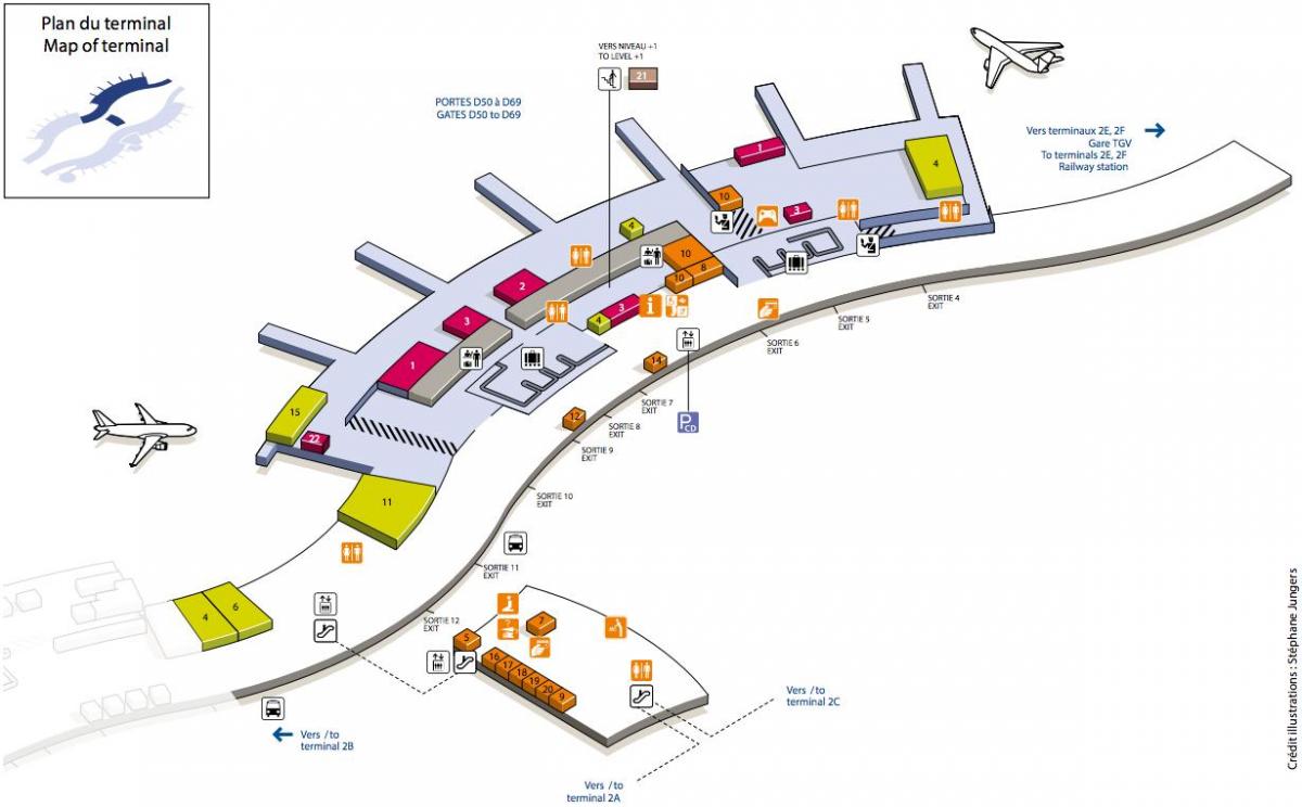 Térkép CDG airport terminal 2D