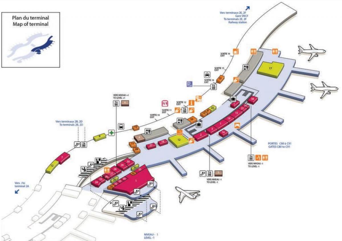 Térkép CDG airport terminál, a 2C