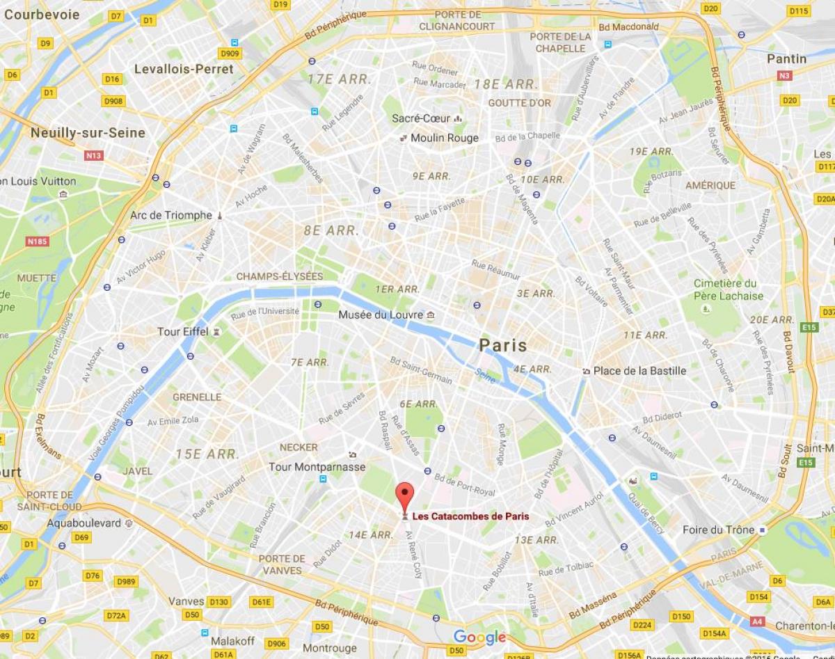 Térkép a Párizsi Katakombák