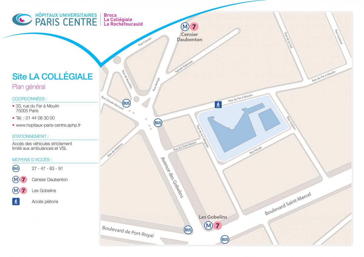 Térkép La Collégiale kórház