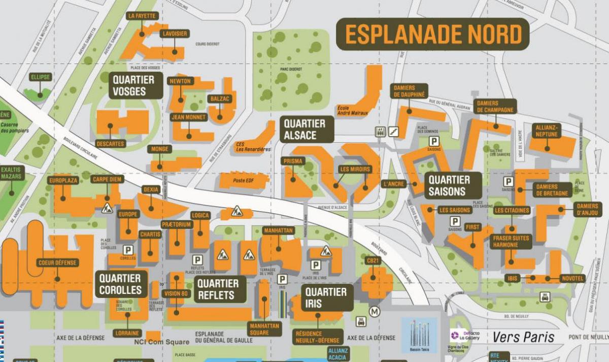 Térkép La Défense Észak-Esplanade