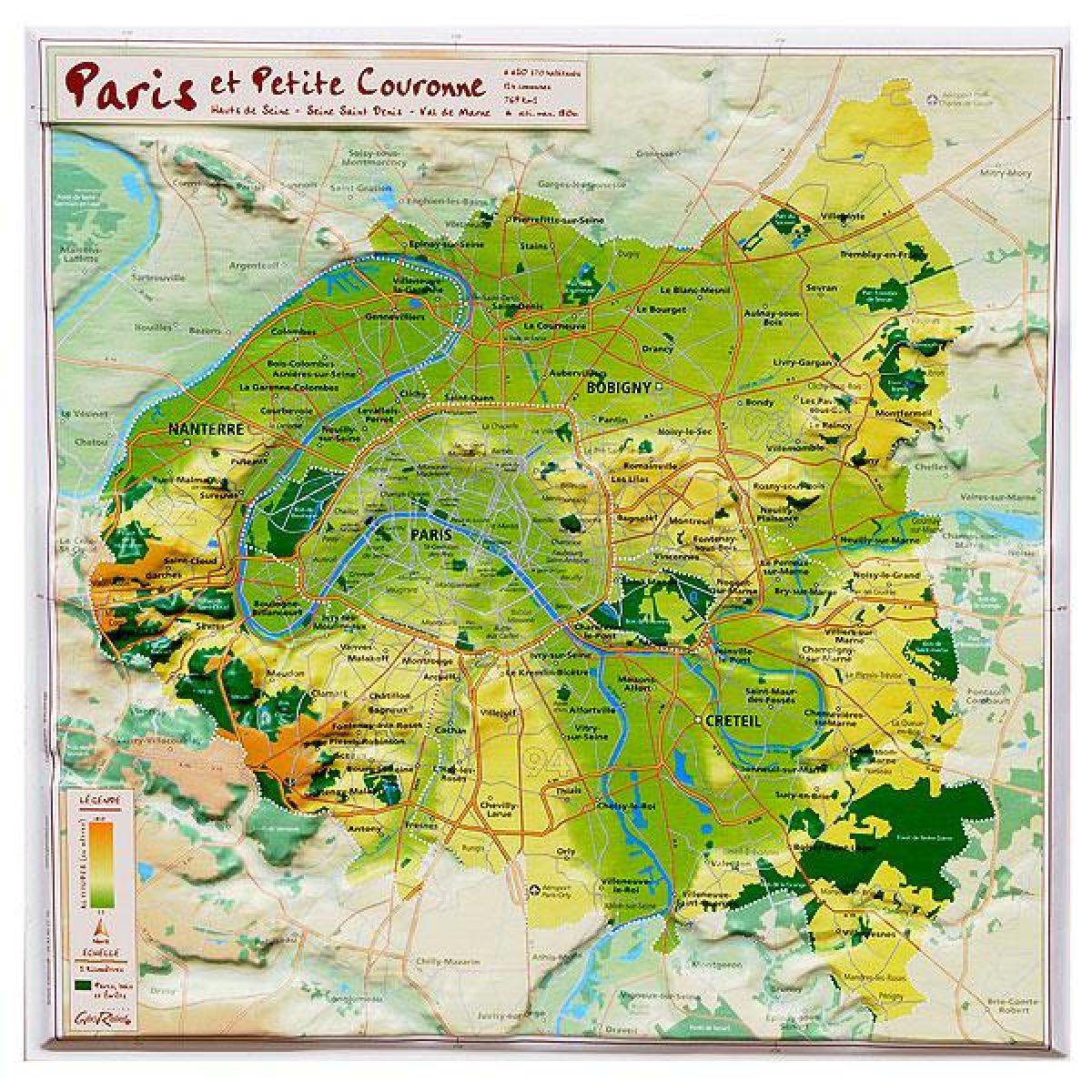 Térkép megkönnyebbülés Párizs