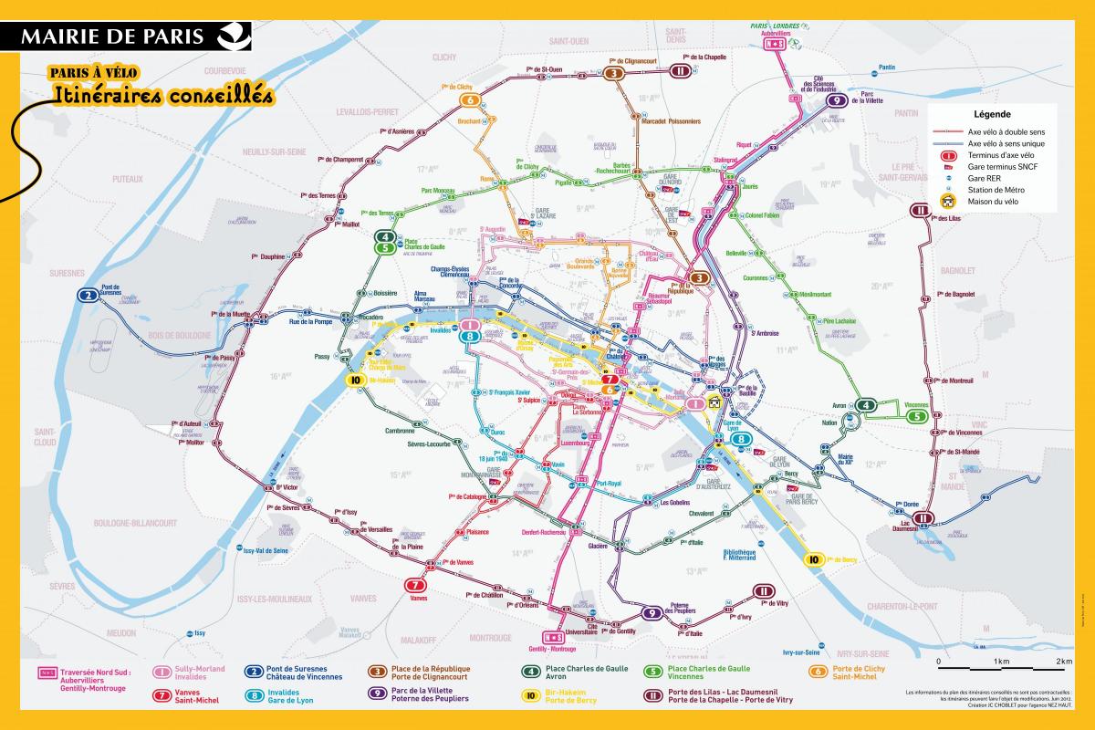 Térkép Párizs biciklizés