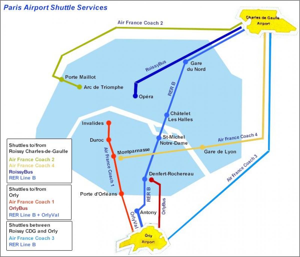 Térkép Párizs repülőtéri transzfer