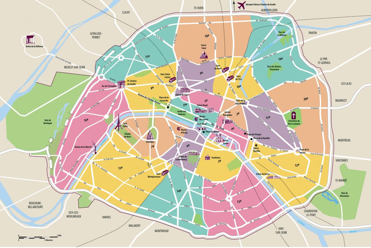 Térkép területi Párizs