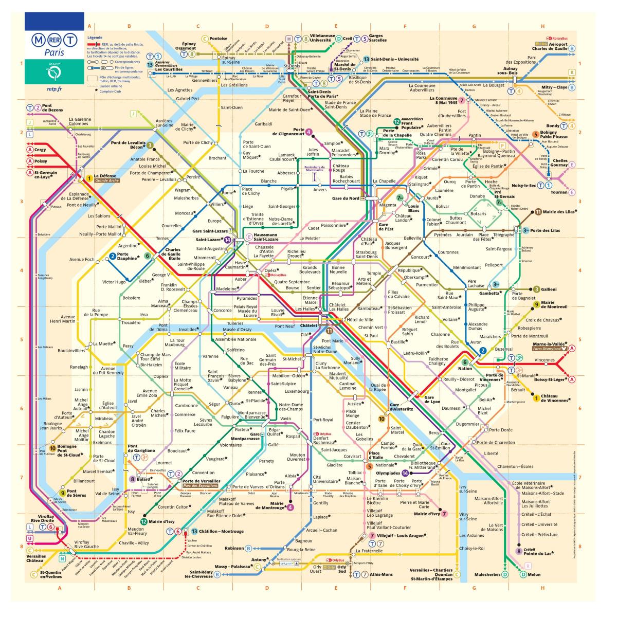 Térkép a Párizsi metró