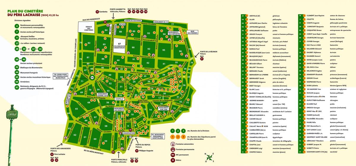Térkép Père-Lachaise Temető
