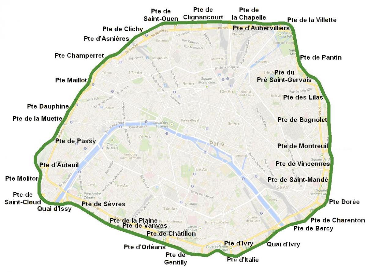 Térkép Város kapuit Párizs