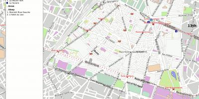Térkép 14 kerületben található Párizsban