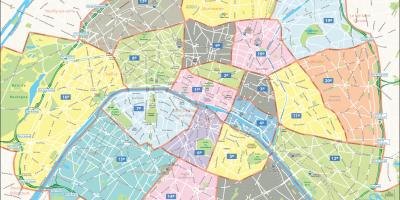 Térkép arrondissements Párizs
