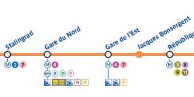 Térkép a Párizsi metró vonal 5