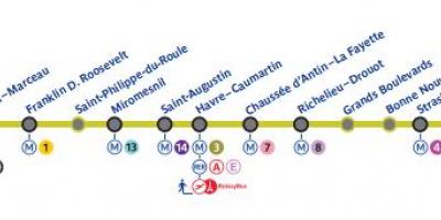 Térkép a Párizsi metró vonal 9